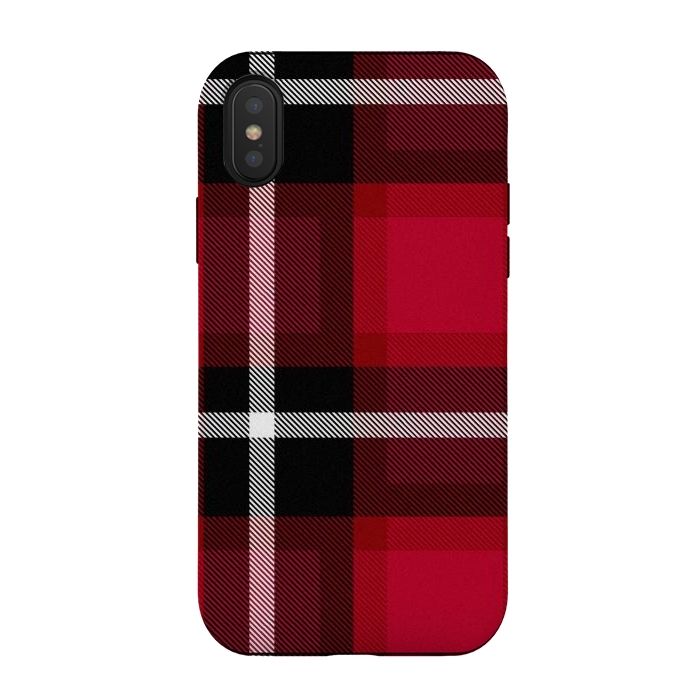 iPhone Xs / X StrongFit Red Scottish Plaid by TMSarts