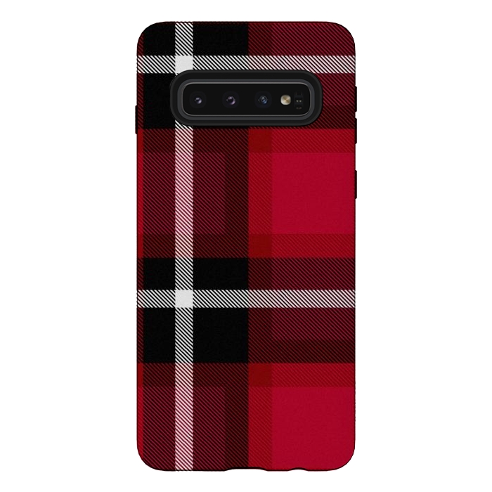 Galaxy S10 StrongFit Red Scottish Plaid by TMSarts