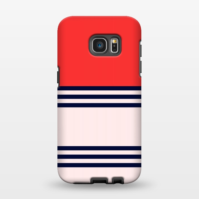 Galaxy S7 EDGE StrongFit Red Retro Stripes by TMSarts