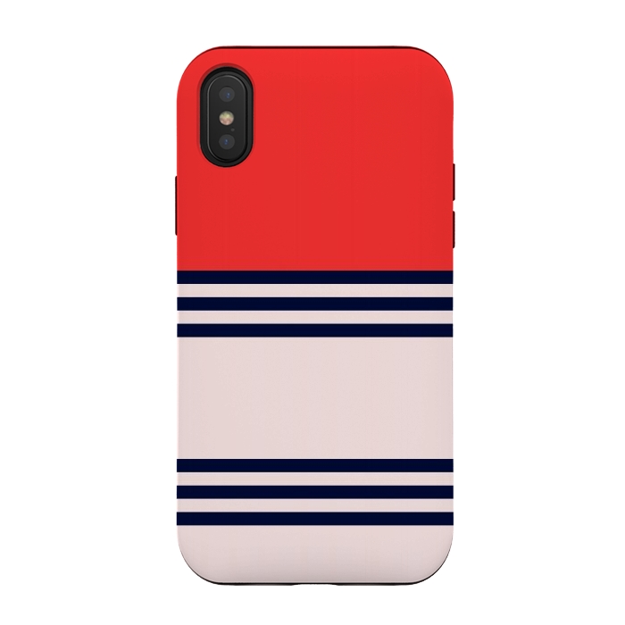 iPhone Xs / X StrongFit Red Retro Stripes by TMSarts