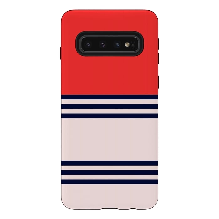 Galaxy S10 StrongFit Red Retro Stripes by TMSarts