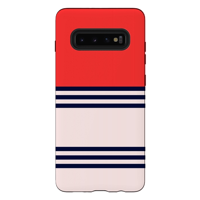 Galaxy S10 plus StrongFit Red Retro Stripes by TMSarts