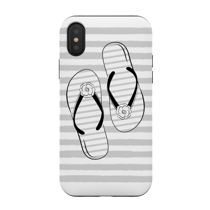 iPhone Xs / X StrongFit Stylish striped flip flops by Martina