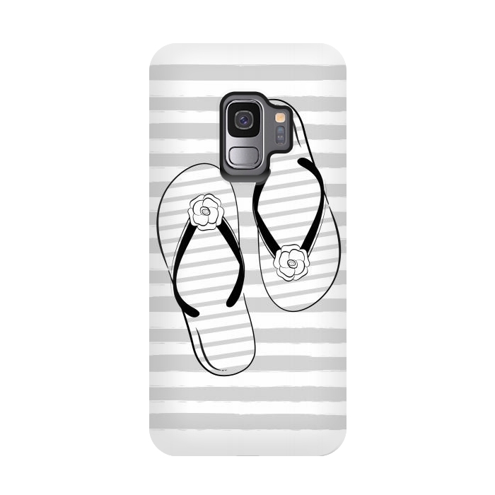 Galaxy S9 StrongFit Stylish striped flip flops by Martina