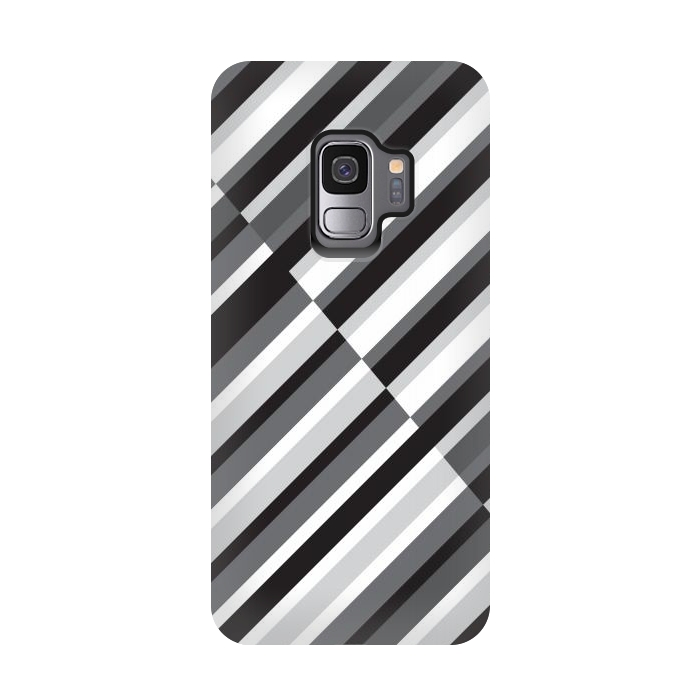 Galaxy S9 StrongFit Black Crossing Striped by TMSarts