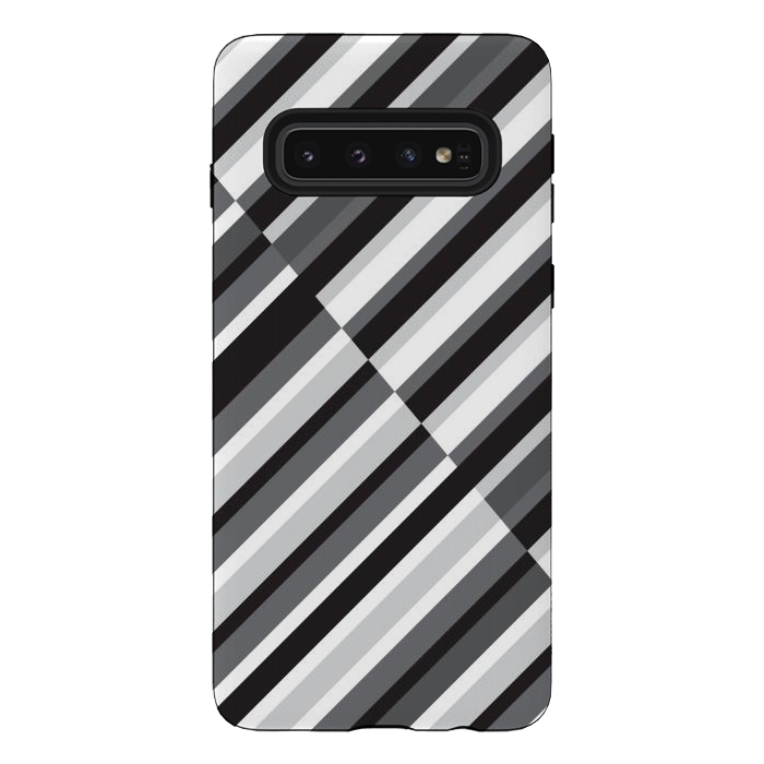 Galaxy S10 StrongFit Black Crossing Striped by TMSarts
