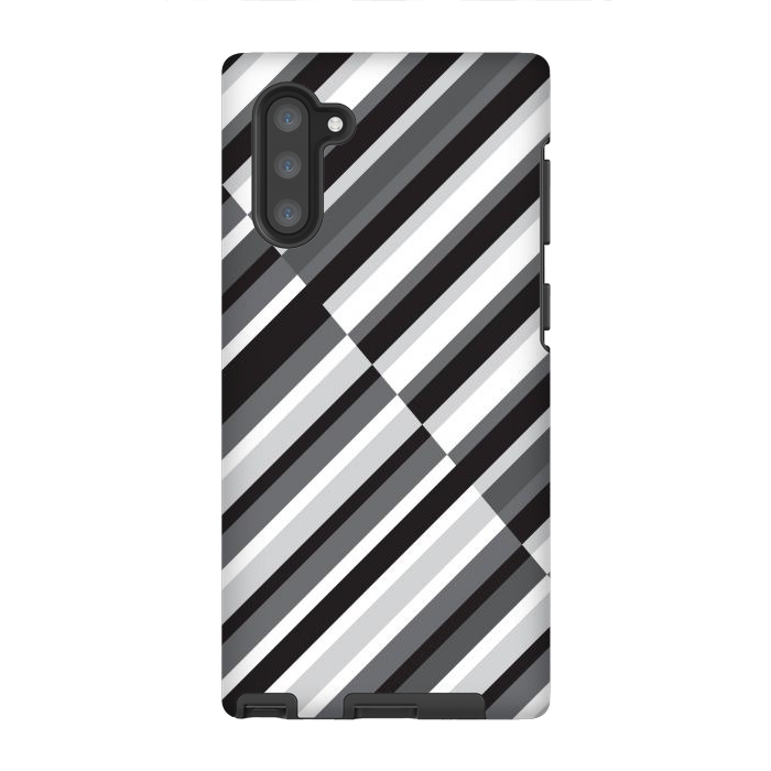 Galaxy Note 10 StrongFit Black Crossing Striped by TMSarts