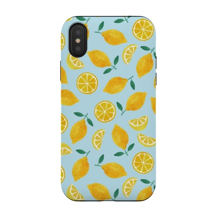 iPhone Xs / X StrongFit Watercolour Lemons by Tishya Oedit