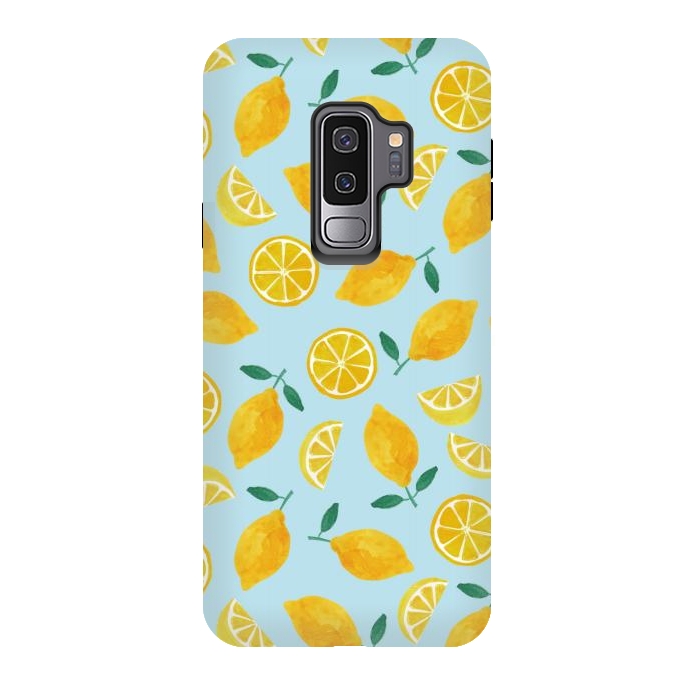 Galaxy S9 plus StrongFit Watercolour Lemons by Tishya Oedit
