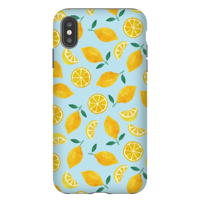 iPhone Xs Max StrongFit Watercolour Lemons by Tishya Oedit