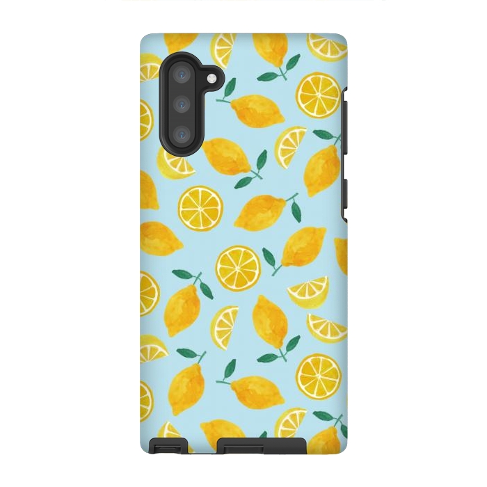Galaxy Note 10 StrongFit Watercolour Lemons by Tishya Oedit