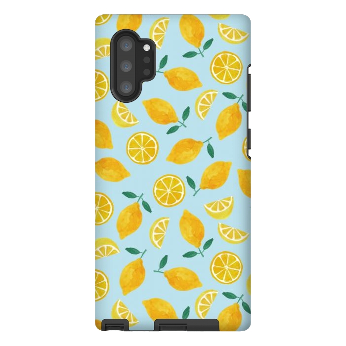 Galaxy Note 10 plus StrongFit Watercolour Lemons by Tishya Oedit