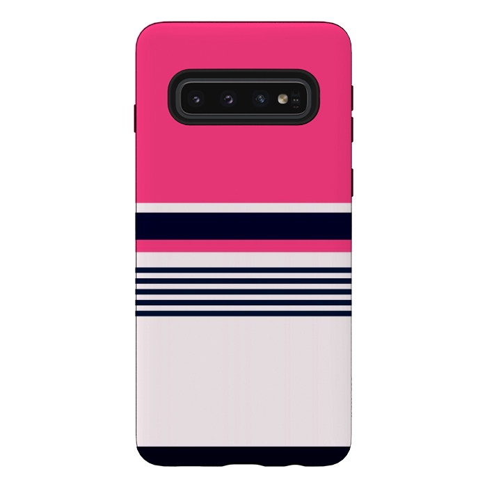 Galaxy S10 StrongFit Pink Pastel Stripes by TMSarts