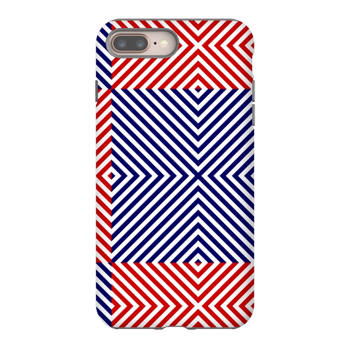 iPhone 7 plus StrongFit Red Blue Crossing Diagonal Striped by TMSarts