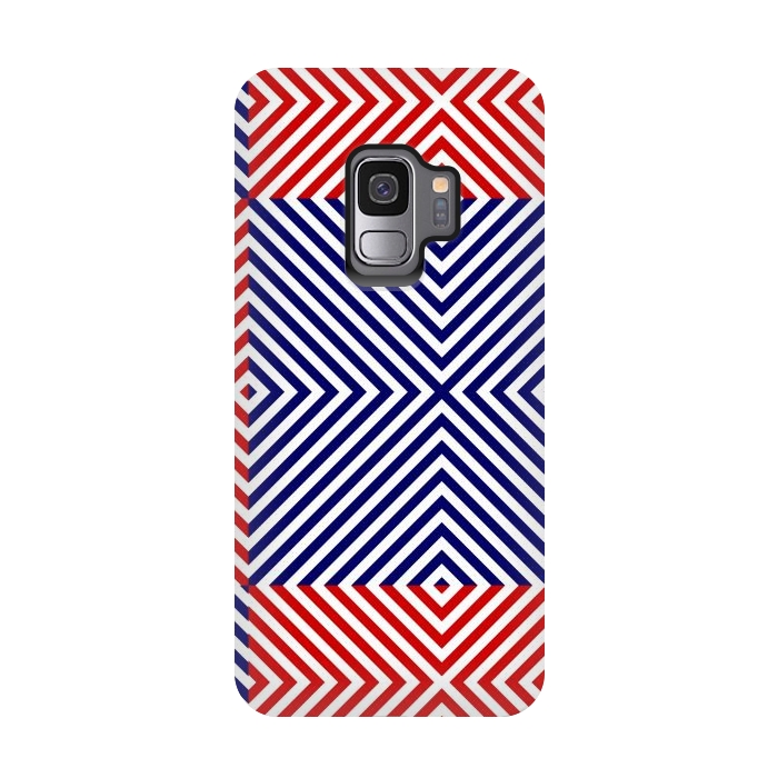 Galaxy S9 StrongFit Red Blue Crossing Diagonal Striped by TMSarts