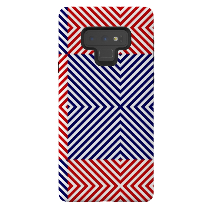 Galaxy Note 9 StrongFit Red Blue Crossing Diagonal Striped by TMSarts