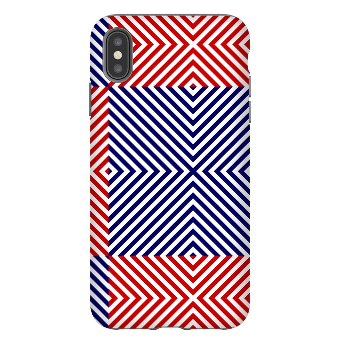 iPhone Xs Max StrongFit Red Blue Crossing Diagonal Striped by TMSarts