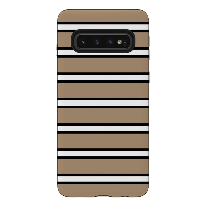 Galaxy S10 StrongFit Khaki Contrast Stripes by TMSarts