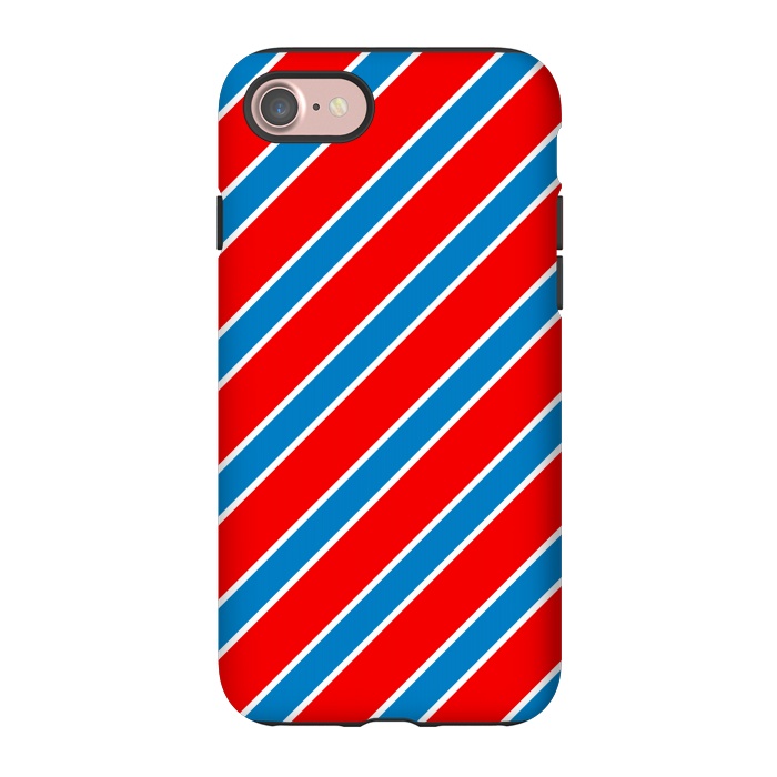 iPhone 7 StrongFit Red Blue Diagonal Stripes by TMSarts