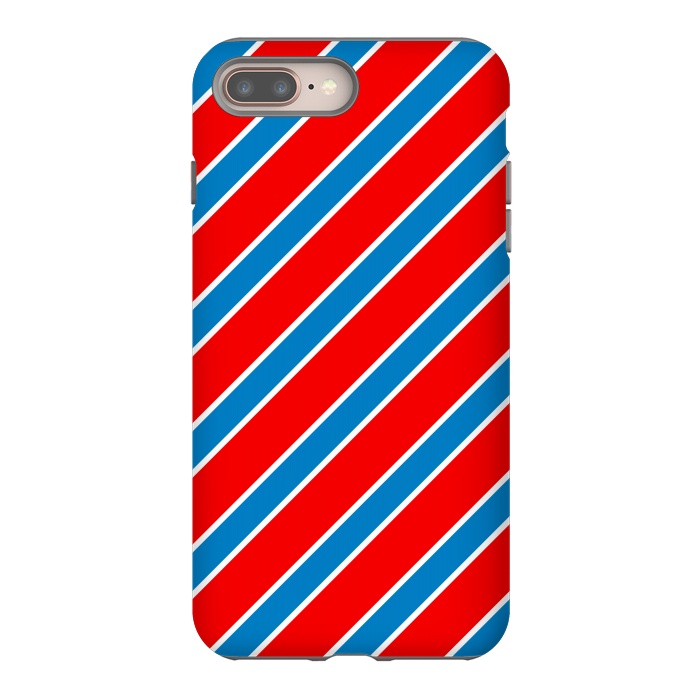 iPhone 7 plus StrongFit Red Blue Diagonal Stripes by TMSarts
