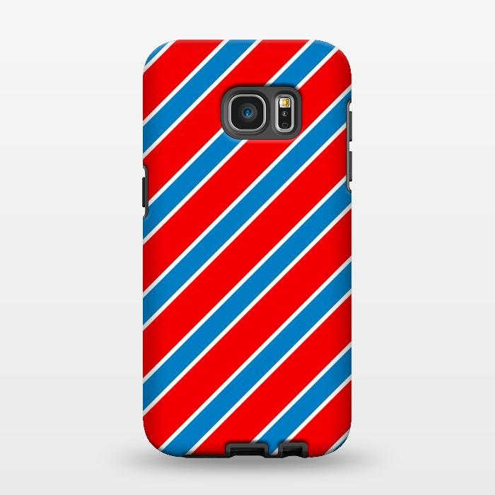 Galaxy S7 EDGE StrongFit Red Blue Diagonal Stripes by TMSarts