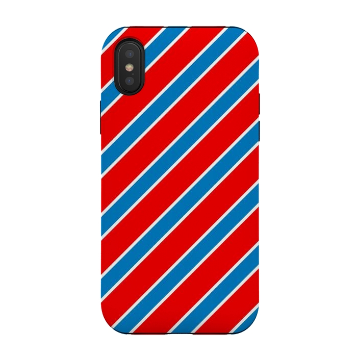 iPhone Xs / X StrongFit Red Blue Diagonal Stripes by TMSarts