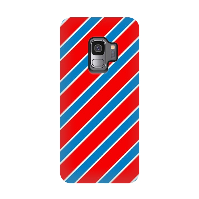 Galaxy S9 StrongFit Red Blue Diagonal Stripes by TMSarts