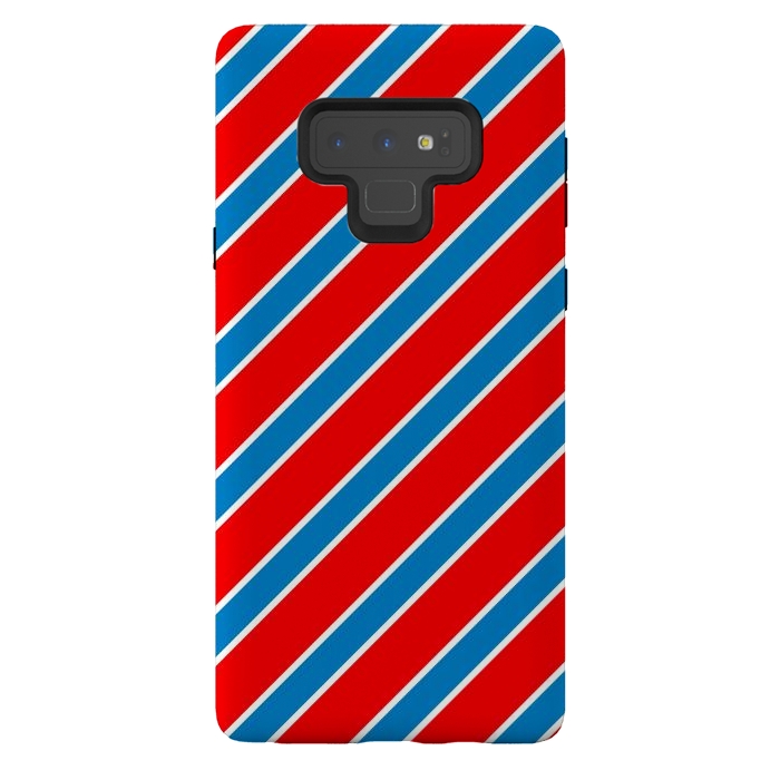 Galaxy Note 9 StrongFit Red Blue Diagonal Stripes by TMSarts