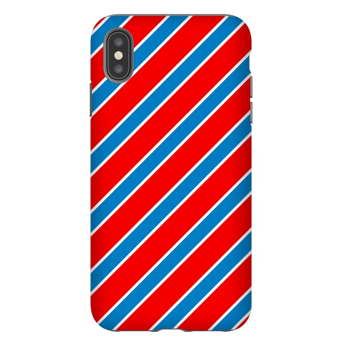 iPhone Xs Max StrongFit Red Blue Diagonal Stripes by TMSarts