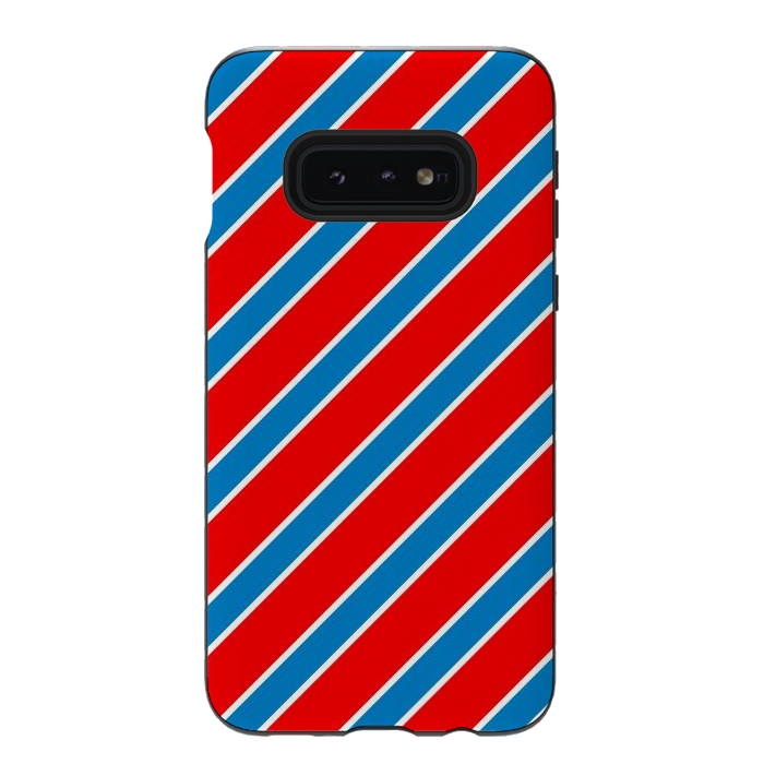 Galaxy S10e StrongFit Red Blue Diagonal Stripes by TMSarts