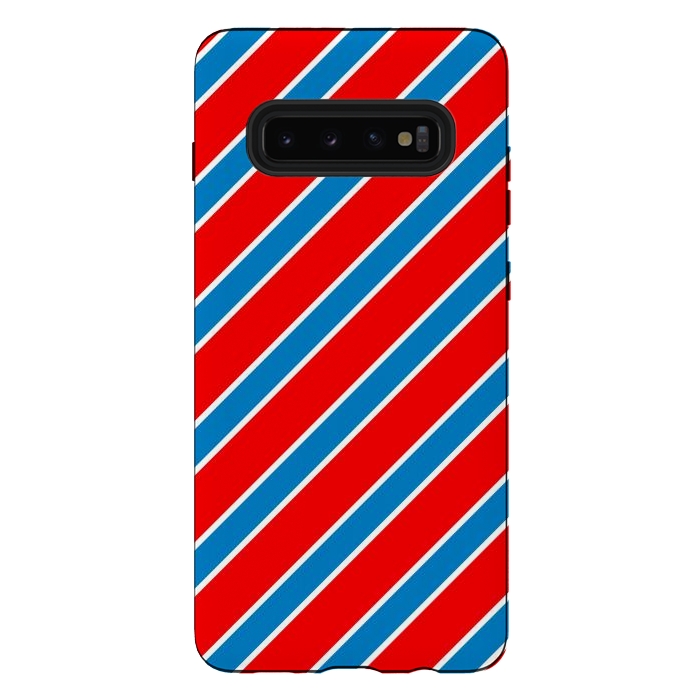 Galaxy S10 plus StrongFit Red Blue Diagonal Stripes by TMSarts