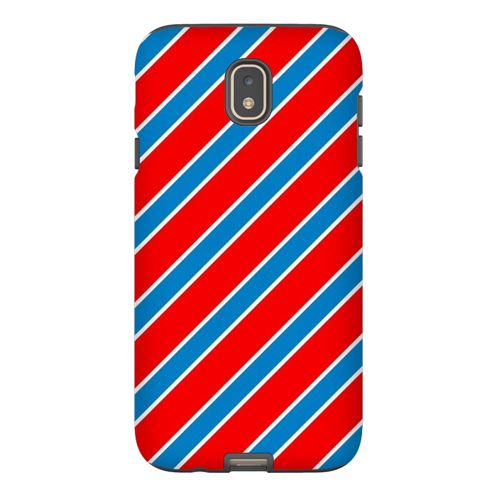 Galaxy J7 StrongFit Red Blue Diagonal Stripes by TMSarts