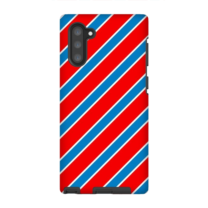 Galaxy Note 10 StrongFit Red Blue Diagonal Stripes by TMSarts