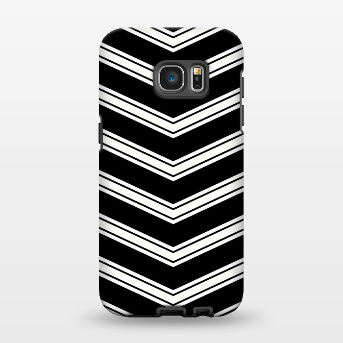 Galaxy S7 EDGE StrongFit Black And White Chevrons by TMSarts