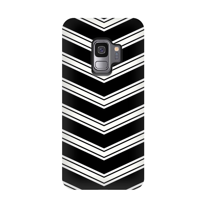 Galaxy S9 StrongFit Black And White Chevrons by TMSarts