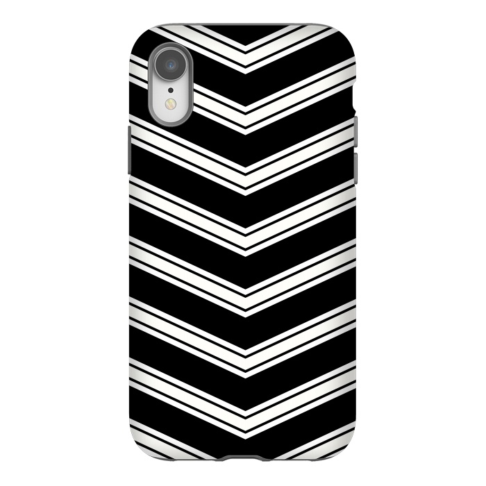 iPhone Xr StrongFit Black And White Chevrons by TMSarts