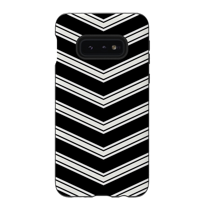 Galaxy S10e StrongFit Black And White Chevrons by TMSarts