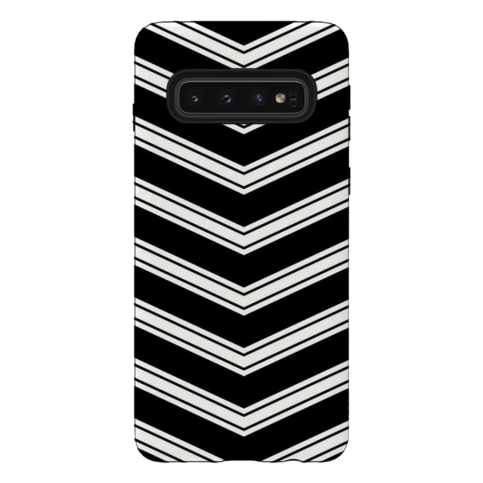 Galaxy S10 StrongFit Black And White Chevrons by TMSarts