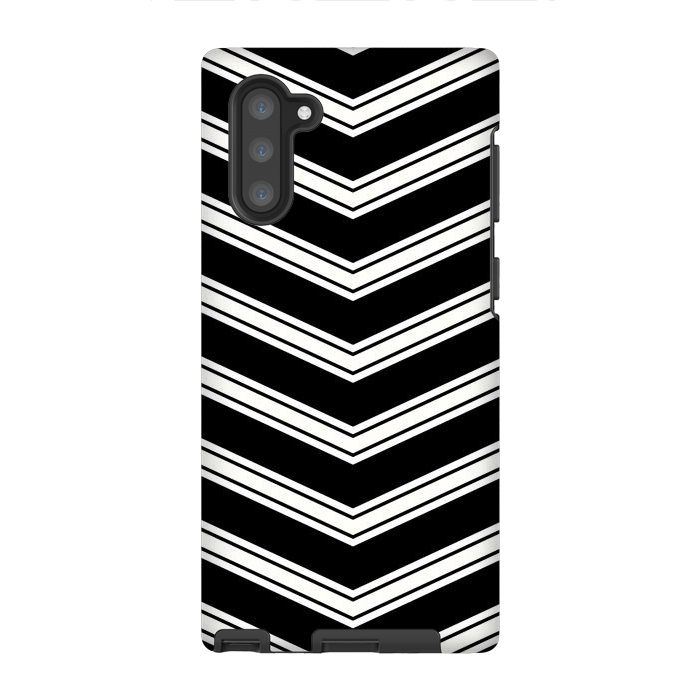 Galaxy Note 10 StrongFit Black And White Chevrons by TMSarts