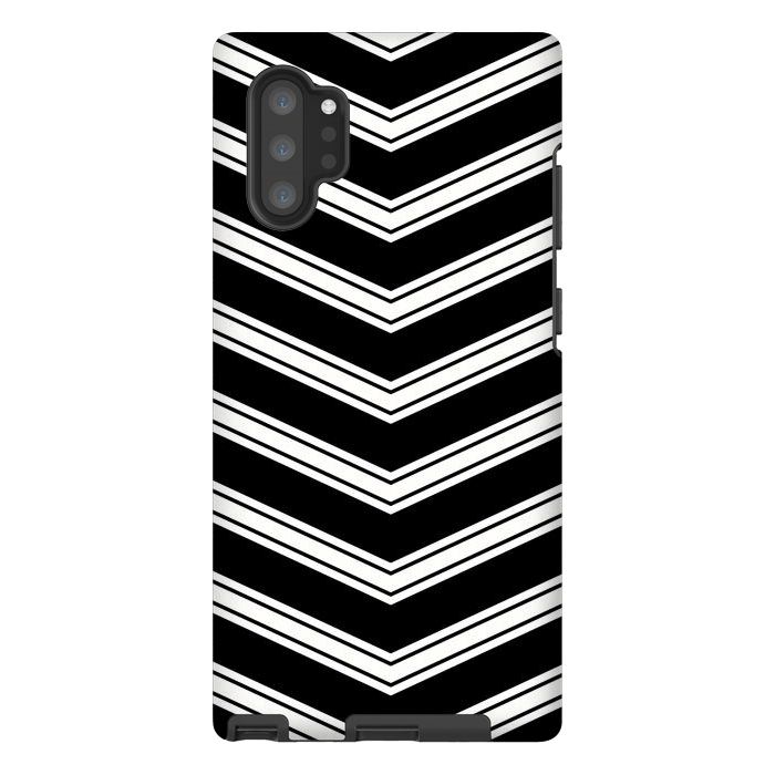 Galaxy Note 10 plus StrongFit Black And White Chevrons by TMSarts