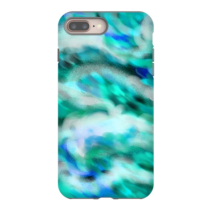 iPhone 7 plus StrongFit Waves blue abstract art painting phone case by Josie