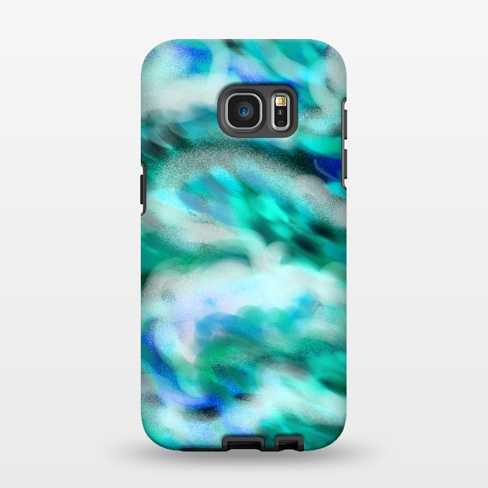 Galaxy S7 EDGE StrongFit Waves blue abstract art painting phone case by Josie