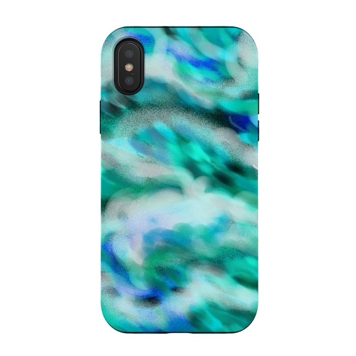 iPhone Xs / X StrongFit Waves blue abstract art painting phone case by Josie
