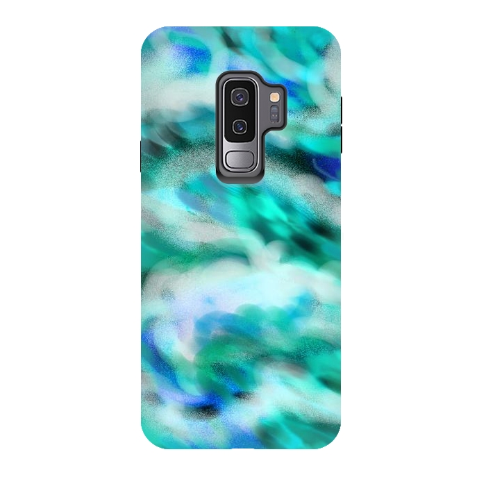 Galaxy S9 plus StrongFit Waves blue abstract art painting phone case by Josie