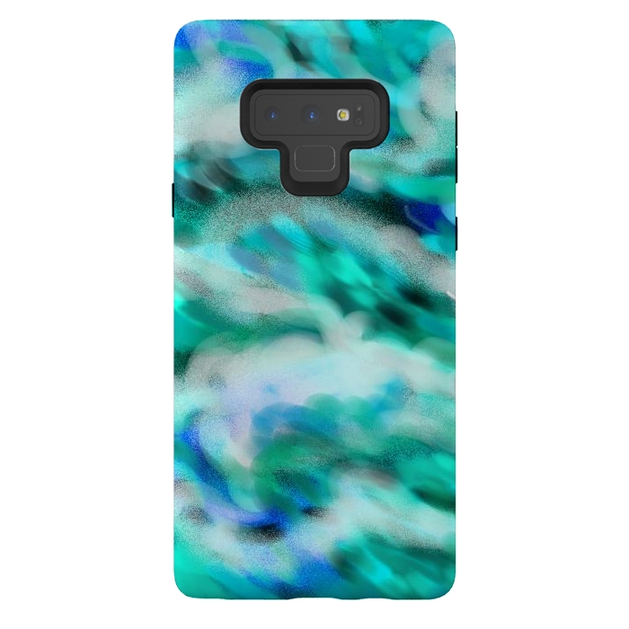 Galaxy Note 9 StrongFit Waves blue abstract art painting phone case by Josie