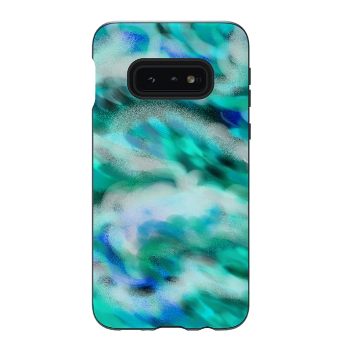 Galaxy S10e StrongFit Waves blue abstract art painting phone case by Josie