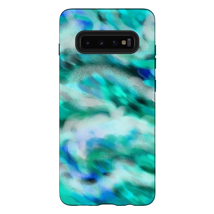 Galaxy S10 plus StrongFit Waves blue abstract art painting phone case by Josie