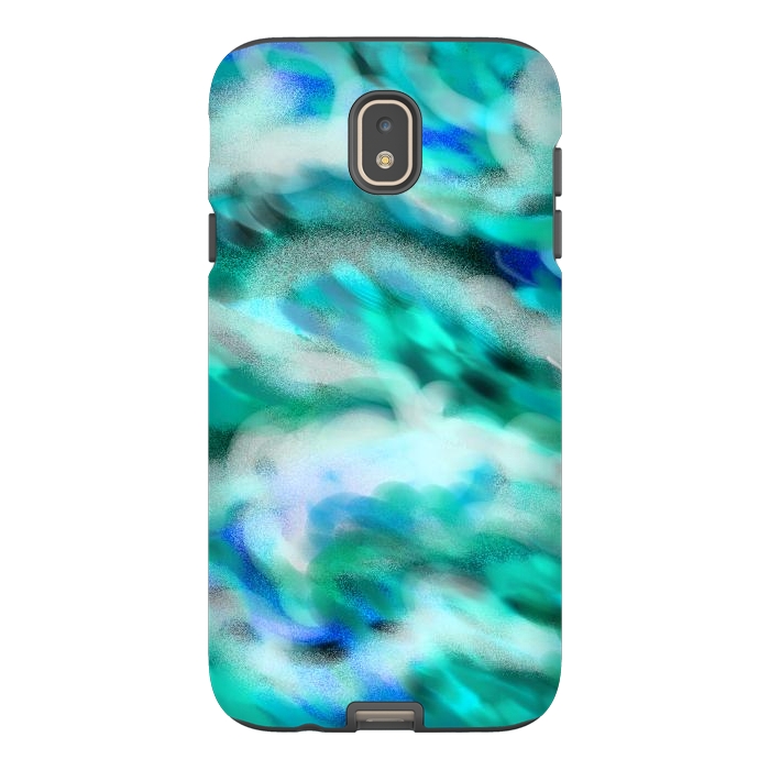 Galaxy J7 StrongFit Waves blue abstract art painting phone case by Josie