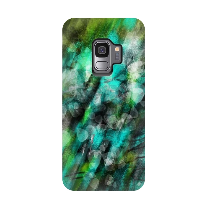 Galaxy S9 StrongFit Blue green textured abstract digital art by Josie