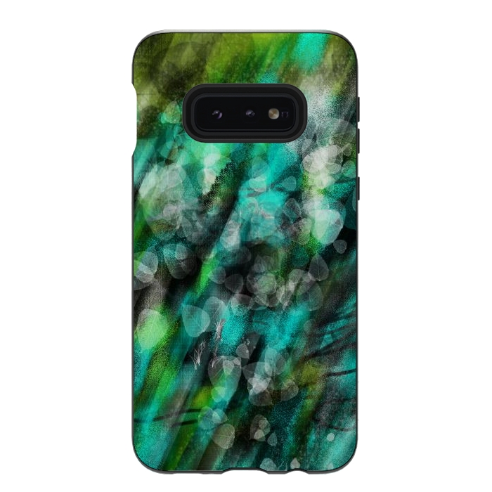 Galaxy S10e StrongFit Blue green textured abstract digital art by Josie